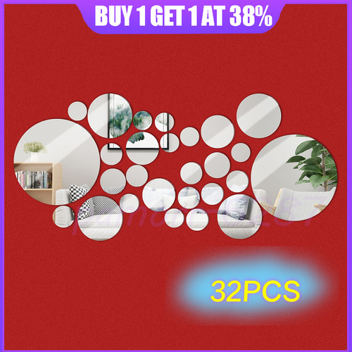 32pcs round mirror tiles - 32pcs, wall