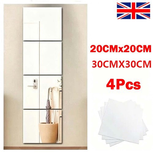 4pcs 30x30cm mirror tiles wall - 4pcs,