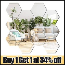 120x 3D Hexagon Mirror Tiles