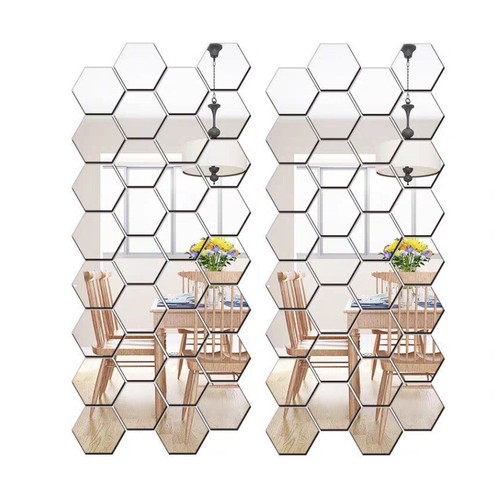 Hexagon mirror tiles wall - tiles,