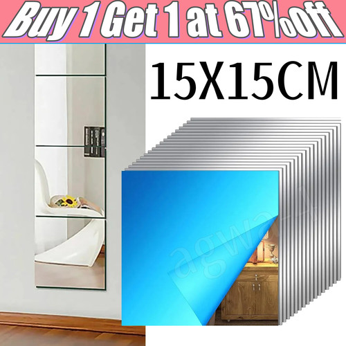 Glass mirror tiles wall - 9x,